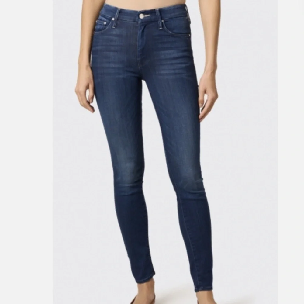 Mother, high waisted, looker ankle fray, Dark Blue Women's Jeans size 27 - Picture 3 of 11